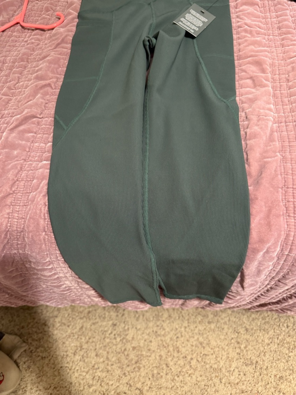 Glyder Ribbed High-Waist Leggings in Olive Green